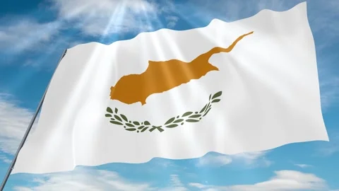 Cyprus Flag Seamless Loop 4k 60fps on Sky Background Stock Footage 341756175