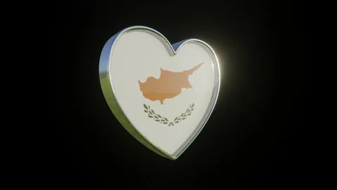 Cyprus Flag in the Shape of 3D Heart. Video stock 134014834