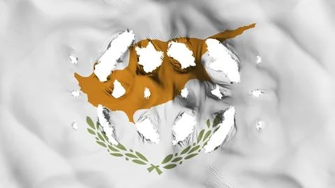 Cyprus flag with a small hole, white background, 3D rendering Stock Illustration