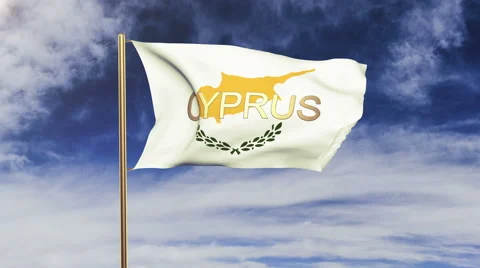 Cyprus flag with title waving in the wind. Looping sun rises style.  Animation Vídeos de archivo 47888295