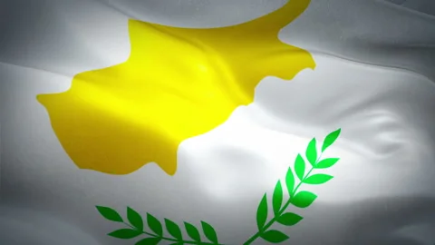 Cyprus Flag Wave Loop waving in wind. Realistic Cypriot Flag background. Stock Footage 97750092