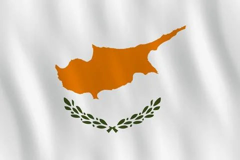 Cyprus flag with waving effect, official proportion. Stock Illustration