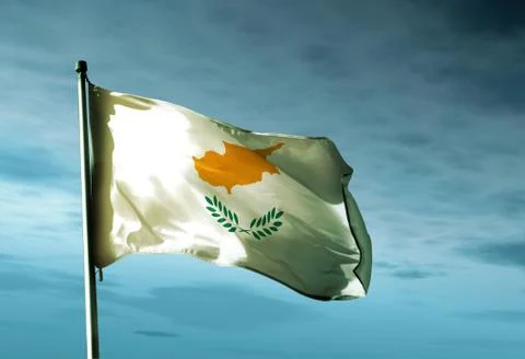 Cyprus flag waving in the evening Stock Illustration
