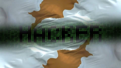 Cyprus flag - Waving flag on matrix binary code background Video stock 321419863