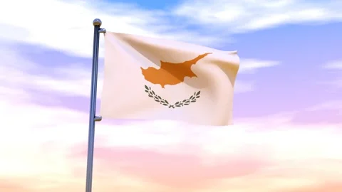 Cyprus Flag waving in the high wind Video stock 153869805