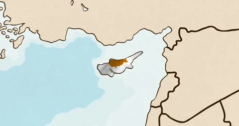 The cyprus flag waving inside the country on a world map Video stock 339033192