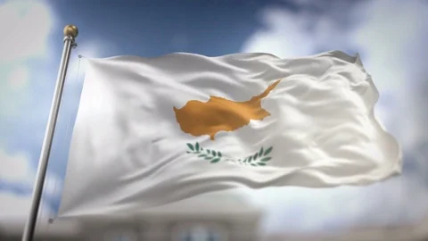 Cyprus Flag Waving Slow Motion 3D Rendering Blue Sky Background - Seamless .. Stock Footage 75242651
