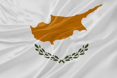 Cyprus Flag Waving Textures Silk Background Stock Illustration