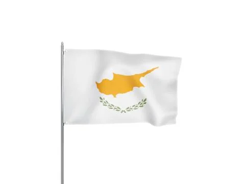 Cyprus flag waving white background 3D illustration Stock Illustration