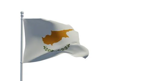 Cyprus flag, waving in the wind - 3d rendering. Illustration, isolated on whi イラスト素材