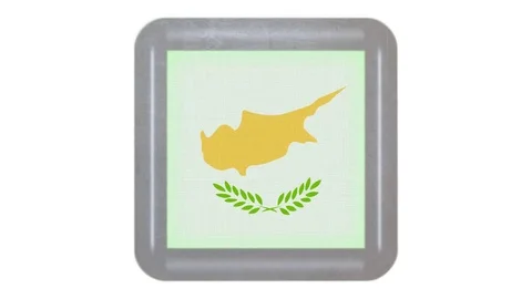 Cyprus flag waving in the wind. Icon in the frame. Animation loop Stock Footage 83724405