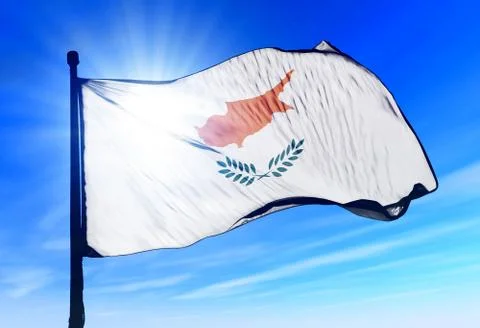 Cyprus flag waving on the wind Stock Illustration
