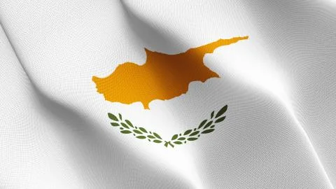 Cyprus flag waving on wind. Stock Illustration