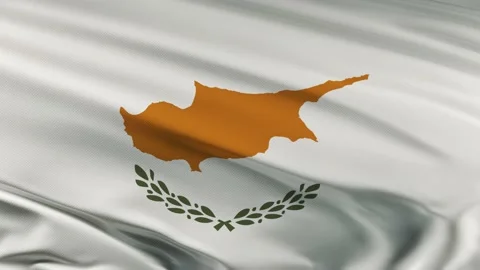 Cyprus flag waving on wind seamles loop 3d animation. 4k resolution. Video stock 148380663
