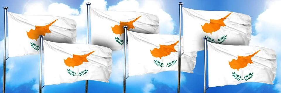 Cyprus flags, 3D rendering, on a cloud background Stock Illustration