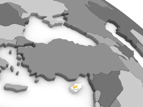 Cyprus on globe with flag Illustrazione stock