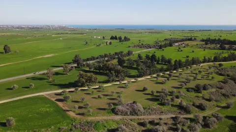Cyprus green fields. Sea and waves. Fly over beautiful views near Larnaca. Stock Footage 167972322