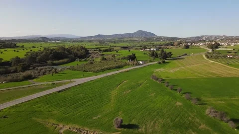 Cyprus green fields. Sea and waves. Fly over beautiful views near Larnaca. Stock Footage 167972642