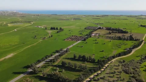 Cyprus green fields. Sea and waves. Fly over beautiful views near Larnaca. Stock Footage 167972672
