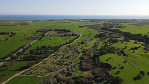 Cyprus green fields. Sea and waves. Fly over beautiful views near Larnaca. Stock Footage 167972808