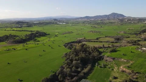 Cyprus green fields. Sea and waves. Fly over beautiful views near Larnaca. Stock Footage 167973082