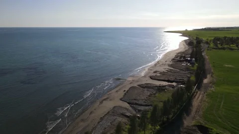 Cyprus green fields. Sea and waves. Fly over beautiful views near Larnaca. Video stock 167973511
