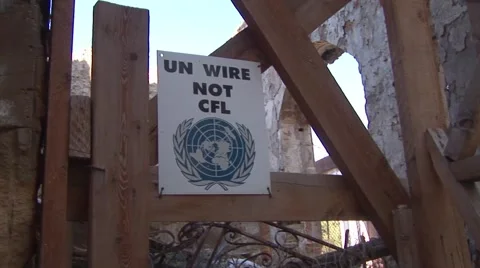 Cyprus Green Line Buffer Zone Nicosia - UN border sign Stock Footage 61393008