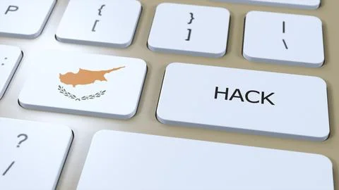 Cyprus Hack of Country or Hacker Attack 3D Illustration. Country National Flag Stock Illustration