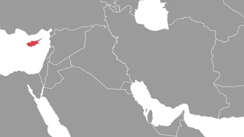Cyprus Highlighted on Middle East Map with Animated Red Effect Stock Footage 330048593