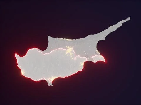Cyprus highlighted on night map Stock Illustration