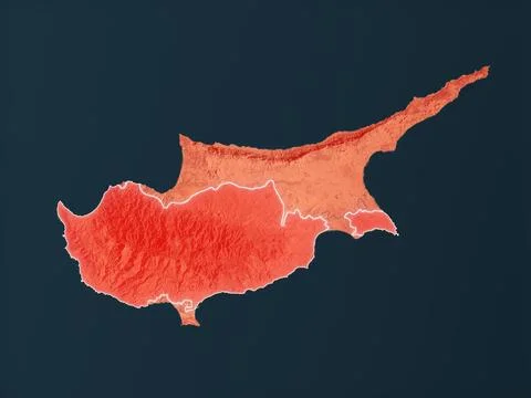 Cyprus highlighted on realistic map Stock Illustration