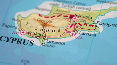 Cyprus highlighted on a world map 4K Stock Footage 300658609