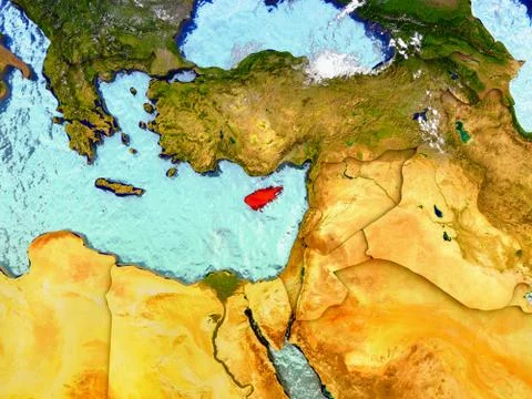 Cyprus on illustrated globe Stock Illustration