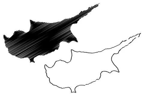 Cyprus island map vector, Stock Illustration