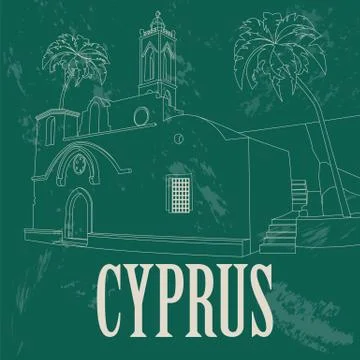 Cyprus landmarks. Retro styled image 스톡 일러스트