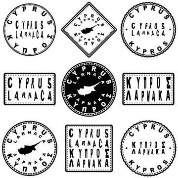 Cyprus Larnaca Seal Map Design Stock Illustration