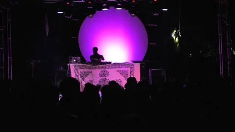 Cyprus, Larnaca, September 15, 2019. Defocus DJ plays at Full moon party. 库存影片 134646094