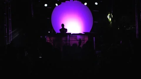 Cyprus, Larnaca, September 15, 2019. Defocus DJ plays at Full moon party. Stock Footage 134651371