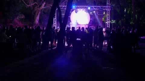 Cyprus, Larnaca, September 15, 2019. Defocus DJ plays at Full moon party. Stock Footage 134716502