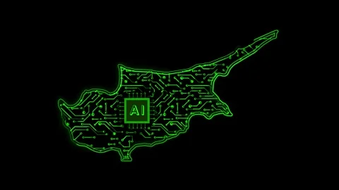 Cyprus Map AI Chipset Technology Opener Stock Footage 337055187