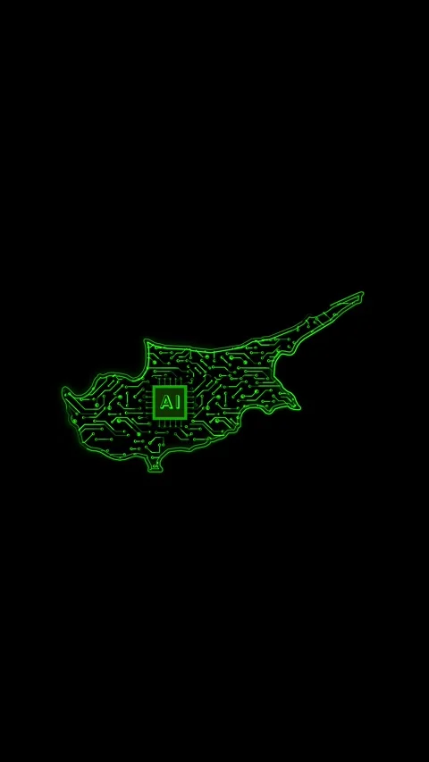 Cyprus Map AI Chipset Technology Opener Stock Footage 337171309