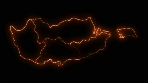 Cyprus map with all states or provinces glowing neon outline. Stock Footage 169634237