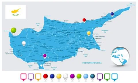 Cyprus Map and map icons Stock Illustration