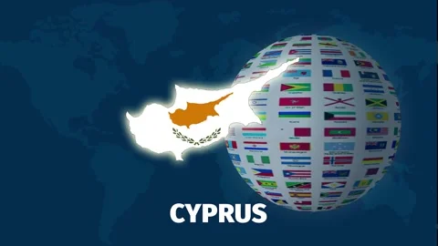 Cyprus map animation, realistic globe rotation on blue background Stock Footage 328238326