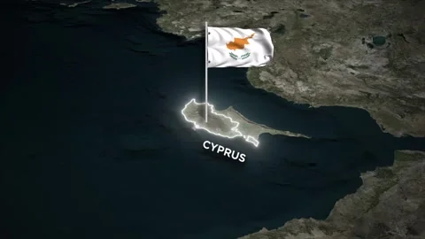 Cyprus Map Animation with Waving of Cyprus Flag and Glowing Border on World Map Stock Footage 331463857