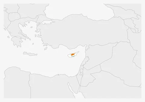 Cyprus map highlighted in Cyprus flag colors Stock Illustration