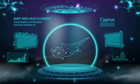 Cyprus map light connecting effect background. abstract digital technology .. Stock Illustration
