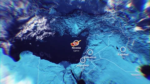 CYPRUS Map Neon Glow Animation 4K Stock Footage 335107180