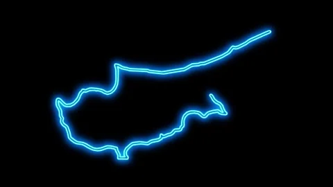 Cyprus Map Outline Neon Lights Stock Footage 332849252