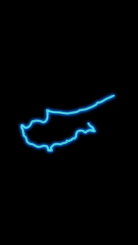 Cyprus Map Outline Neon Lights Stock Footage 333056116